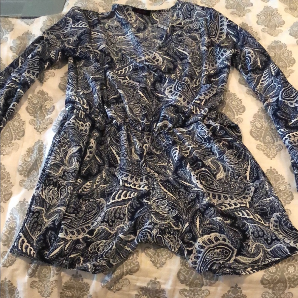 Blue and White Paisley Pattern Romper